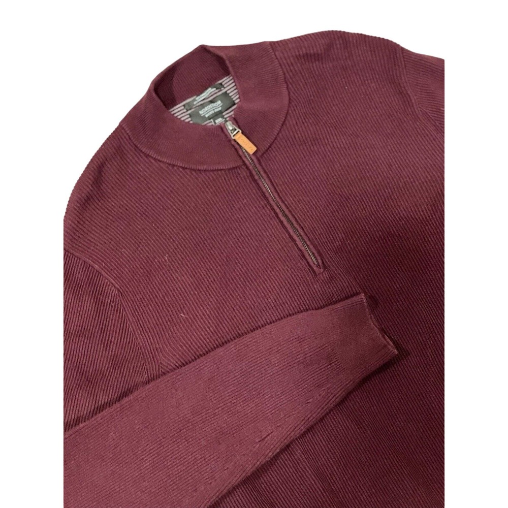 Nordstrom 2XL Cotton Cashmere Blend Sweater 1/4 Zip Pullover Maroon #191‎